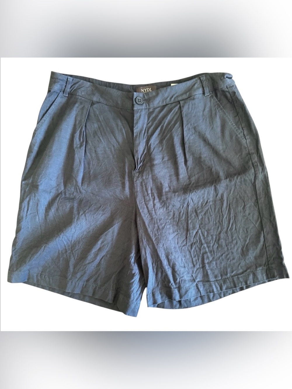 NYDJ size 12 women’s shorts linen blend Bermuda navy capsule vacation resort